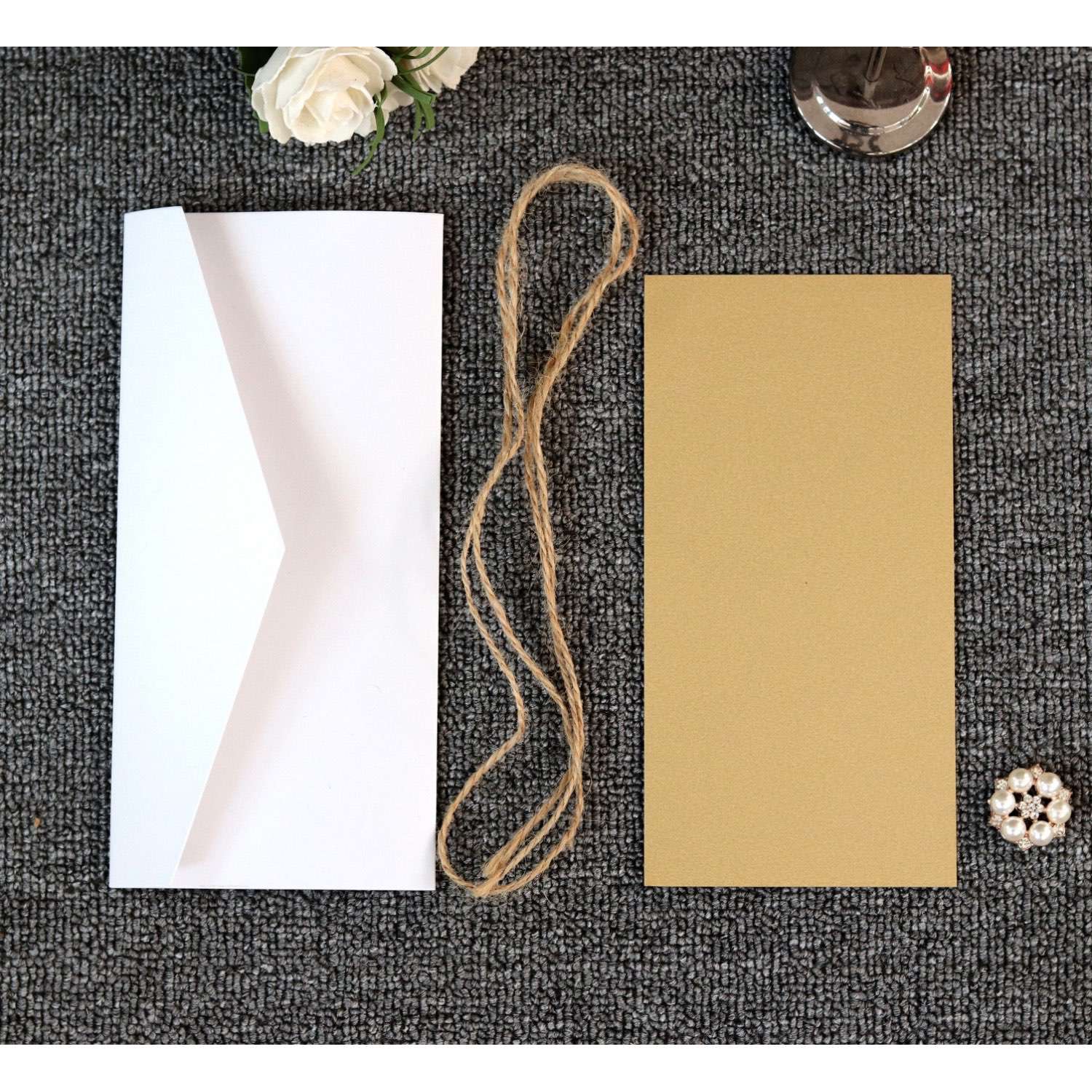 Pocket Invitation With Envelope Holiday Greeting Card With Hemp Rope